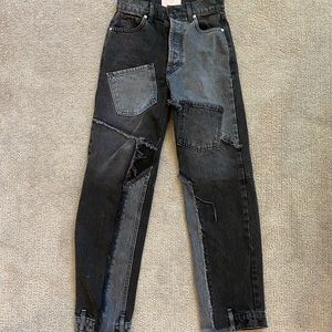 Black patchwork revice jeans